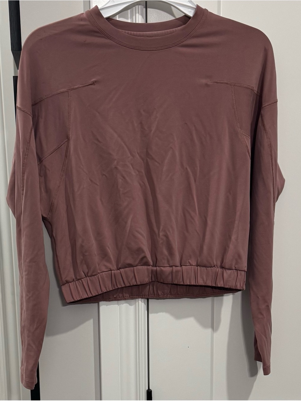 Lululemon Spiced Chai Oversized Cropped Long Sleeve Bubble Hem Top EUC